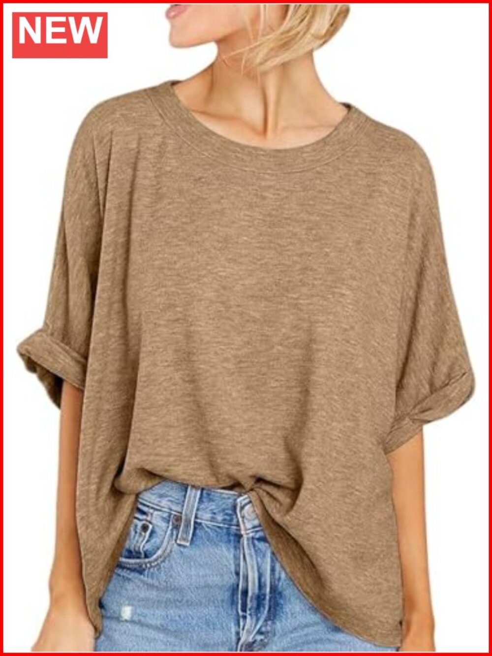 Oversized T-Shirt Women Casual Crewneck Loose Fit Summer Top Soft